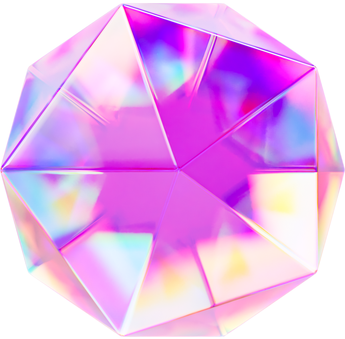 3D Holographic Glass Isohedron 